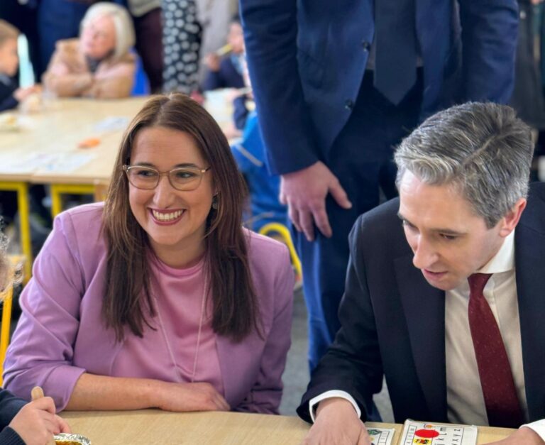 Minister Emer Higgins and Taoiseach Simon Harris at Lucan, St Thomas' JNS