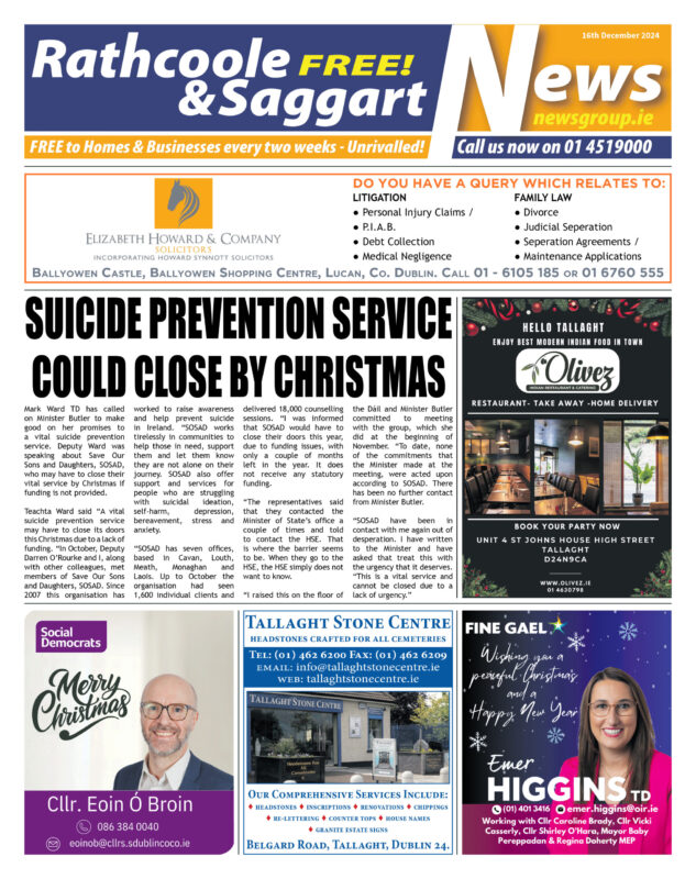 rathcoole saggart news 16th dec