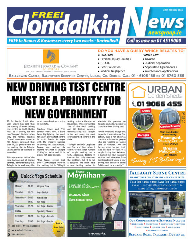 clondalkin news 20th jan