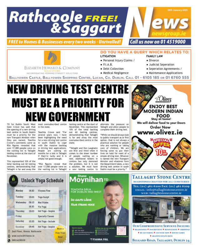 Rathcoole Saggart News 20th Jan